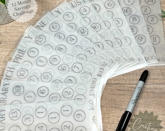 12 MONTH Savings Challenge ENVELOPES A6 Savings Challenge Tracker Envelope 5K 2K for A6 Binder budgeting Cash Envelope for A6 Binder