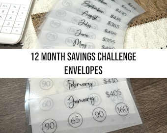 12 MONTH Savings Challenge ENVELOPES A6 Savings Challenge Tracker Envelope 5K 2K for A6 Binder budgeting Cash Envelope for A6 Binder