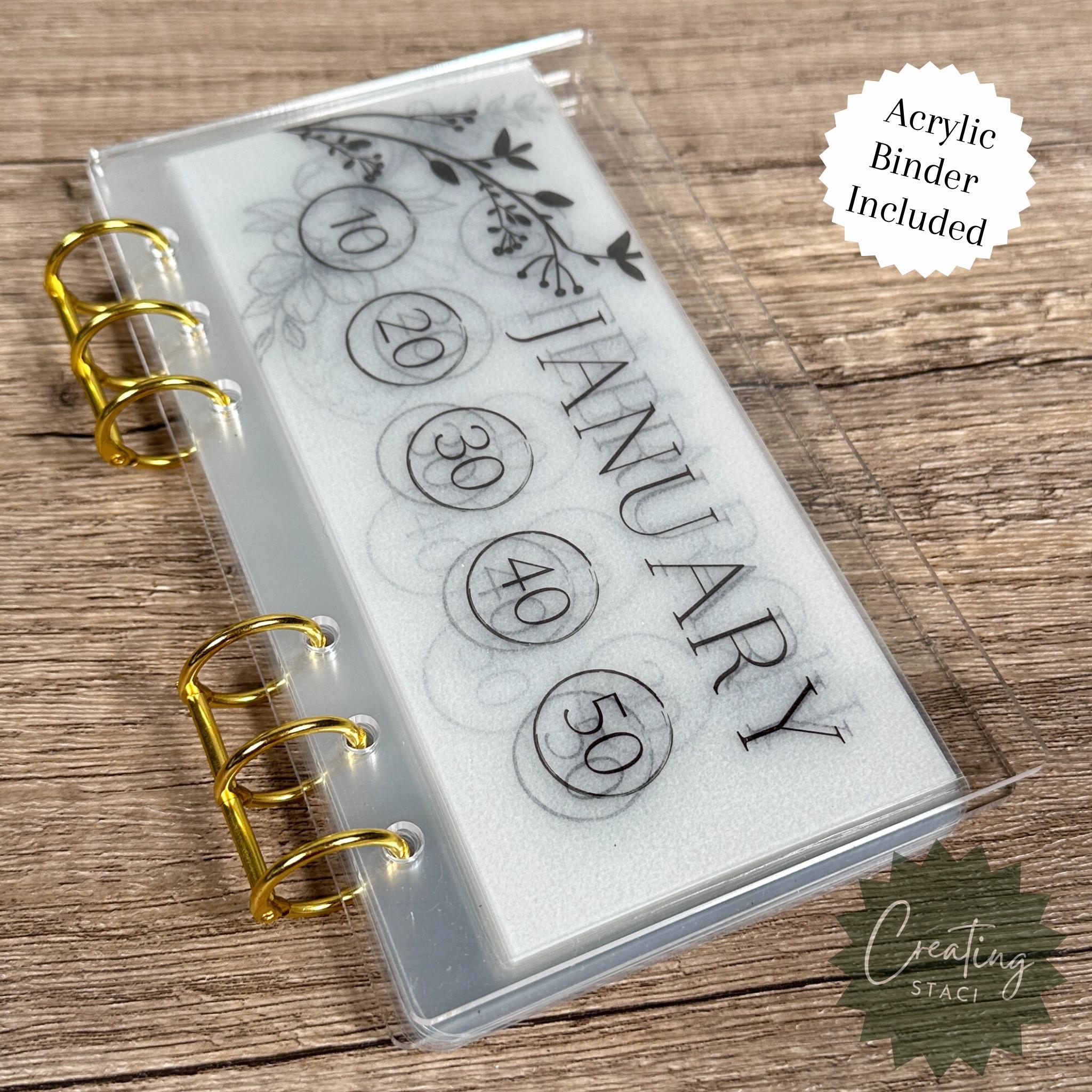 Savings Challenge Envelopes Binder Acrylic A6 Savings Challenge Tracker Envelopes Acrylic Binder Binder for Saving Money Monthly challenge