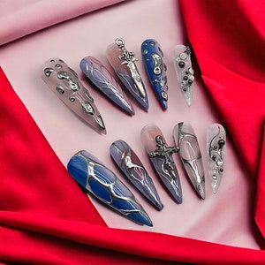 REUSABLE Y2K  aesthetic Press On Nails * Glue on Nails * Gel Nails * FAKE Nails * Long Lasting Nails * ImPRESS nails