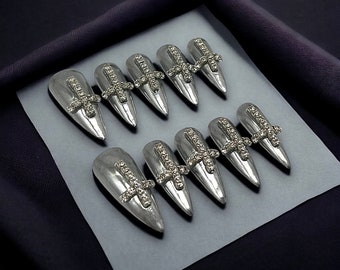 REUSABLE chrome Press On Nails * Glue on Nails * Gel Nails * FAKE Nails * Long Lasting Nails * ImPRESS nails