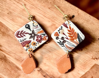 Floral Polymer Clay earrings * HANDMADE earrings * botanical * nature inspired * gifts for her * vegan friendly * imPRESS