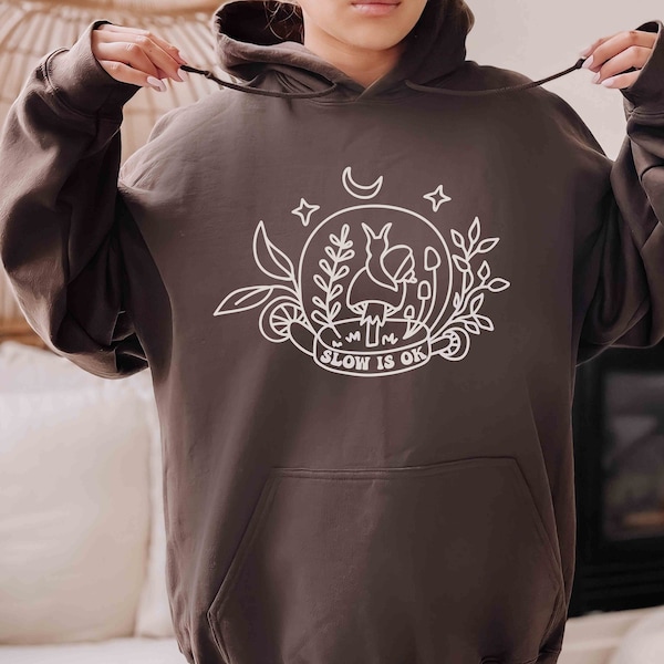 Snail Sweatshirt Cute Slow is Ok Schnecke Hoodie Ästhetischer Schnecke-Liebhaber Kapuzen-Sweatshirt Cottagecore Sweathirt Womens Snail Sweatshirt für Sie