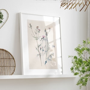 Thistle - vintage bloemenposter | Ingelijste botanische muurkunst | Antieke botanische illustratie | Bloemenkunstprint | Plantkunstafdruk
