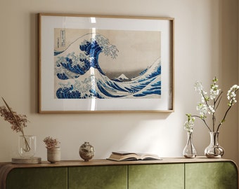 The Great Wave - Japanese Poster | Framed Vintage Japanese Wall Art | Antique Asian Art Print | Oriental Decor | Japandi | Ukiyo-e