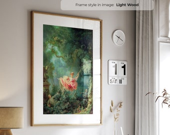 The Swing - Framed Poster Print | Vintage Rococo Wall Art | Mythology Vintage Painting | Jean-Honore Fragonard painting
