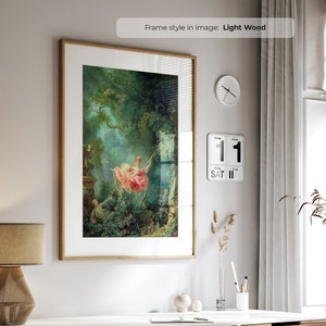 La balançoire - Poster encadré | Art mural vintage rococo | Peinture vintage mythologie | Tableau de Jean-Honoré Fragonard