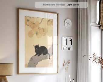 Black Cat Japanese Ukiyo-e Art Print – Framed Oriental Wall Decor