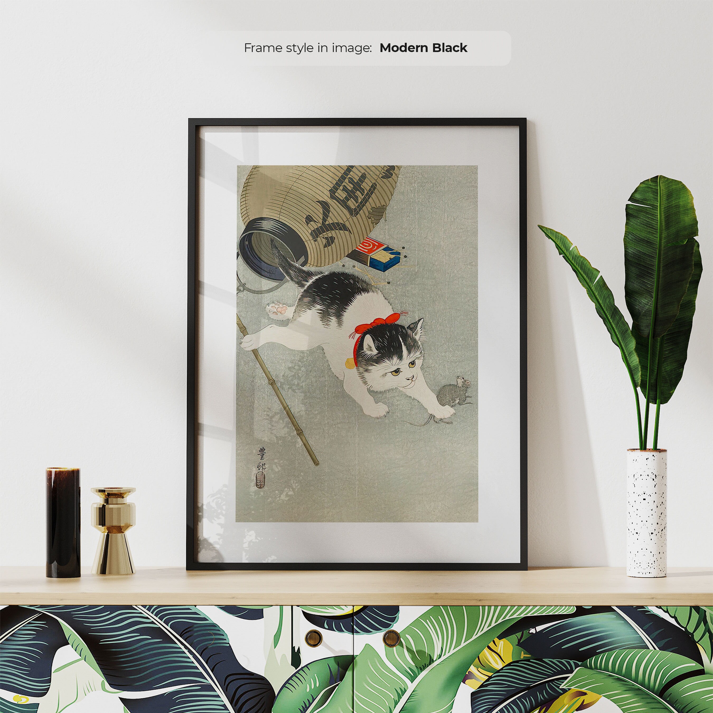 Japanese Cat Art Print – Vintage Ukiyo-e, Oriental Decor (framed) - Etsy