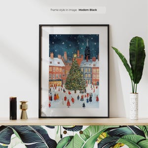 Christmas Poster | Christmas Ice Skating Print | Vintage Christmas Wall Art | Framed Farmhouse Wall Art | Rustic Winter Decor