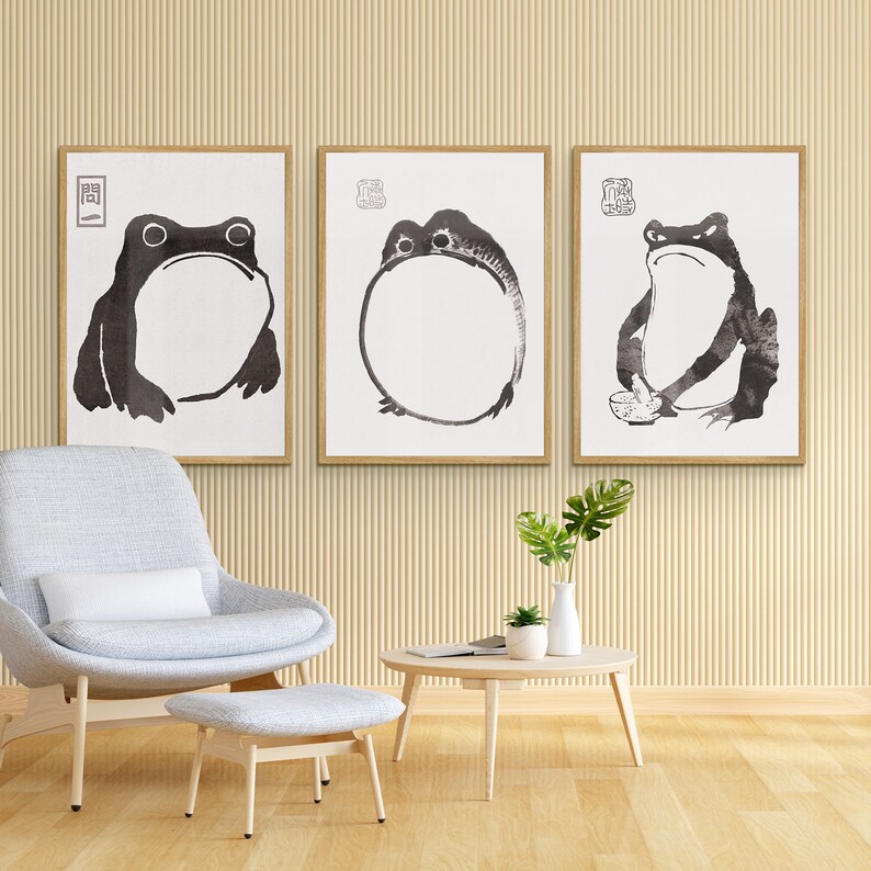 Japanese Frog Matsumoto Hoji Toad Set of 3 Art Print, Hand-crafted ...