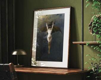 Stampa incorniciata in stile gotico vintage "Donna pipistrello" - Albert Joseph Pénot Wall Art