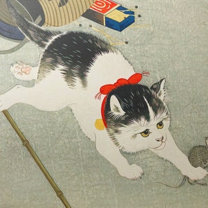 Japanese Cat Art Print – Vintage Ukiyo-e, Oriental Decor (framed) - Etsy