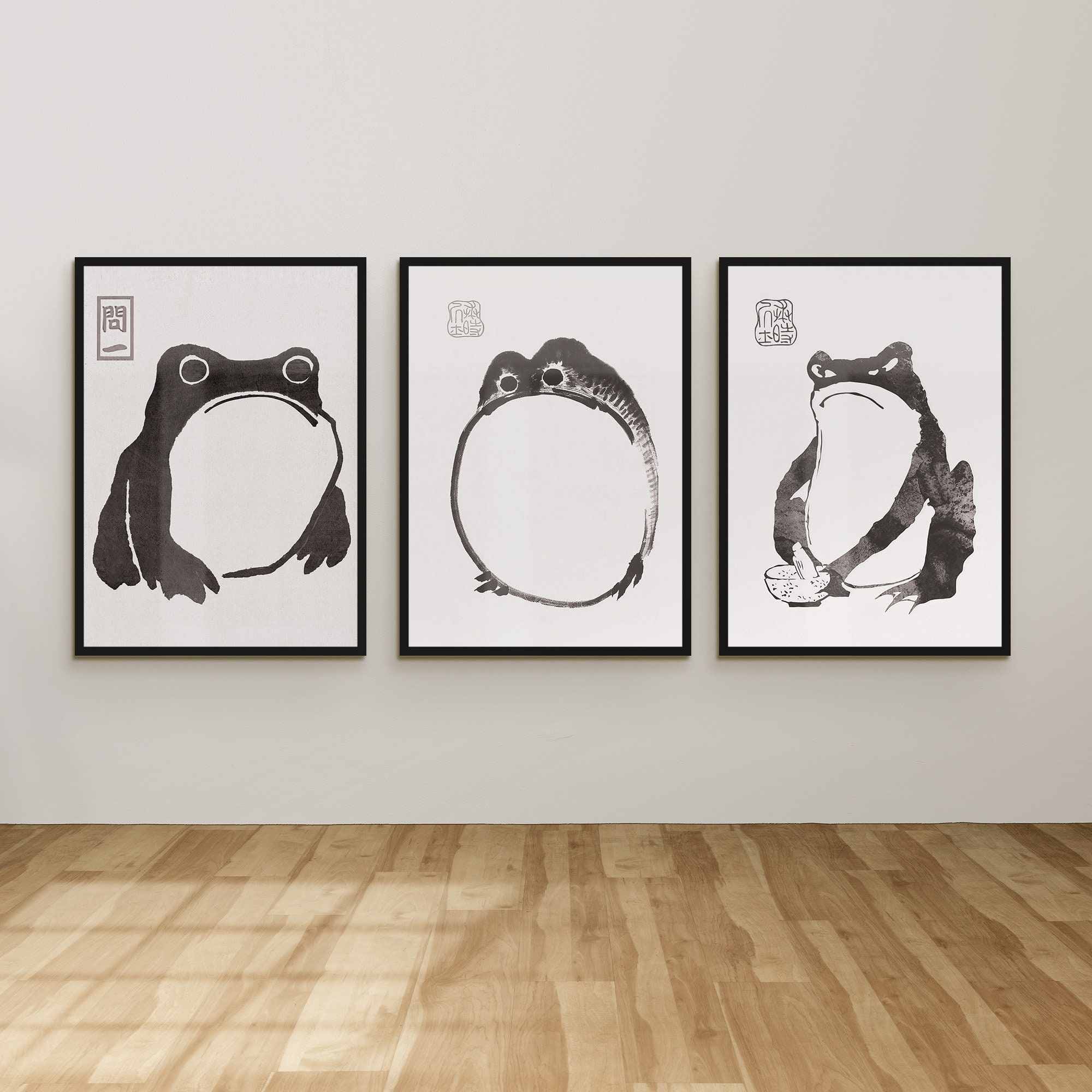Japanese Frog Matsumoto Hoji Toad Set of 3 Art Print, Hand-crafted ...