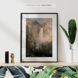 Yellowstone Falls - Vintage Print | Framed Western America Wall Art | Albert Bierstadt Landscape Painting