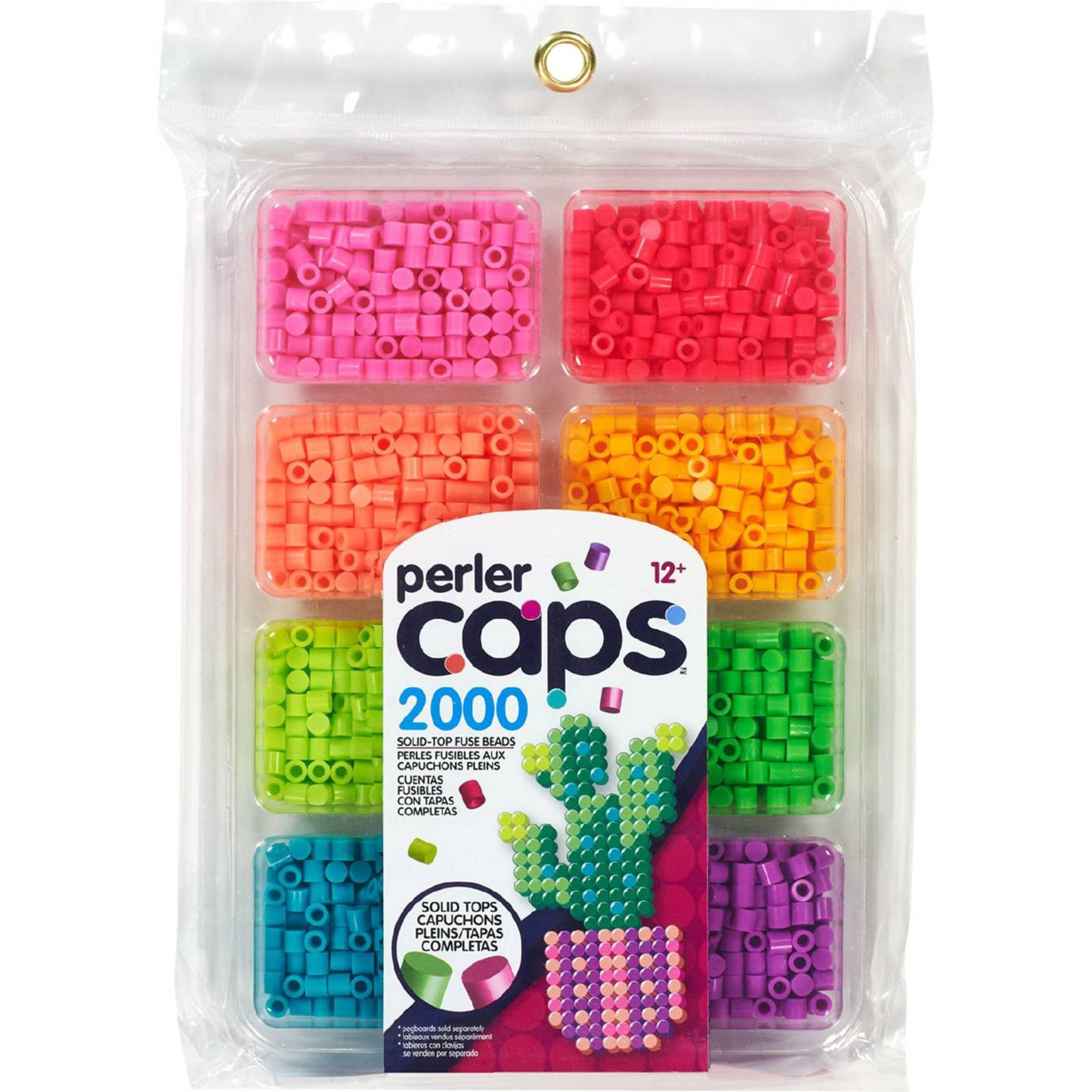 Perler Caps - Solid-Top Fuse Beads - 2 Pack Bundle - Black and White