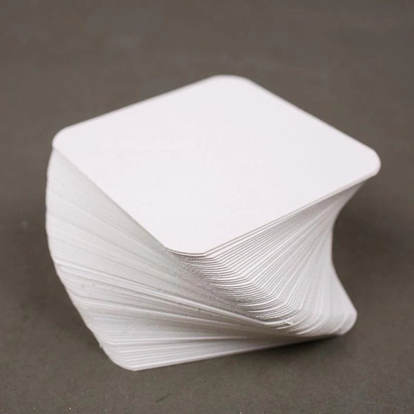 100 PCS Blank 2 inches x 2 inches Cards for notes, study cards, custom playing cards etc. Heavyweight White Tagboard 2 x 2