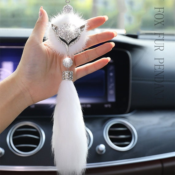 Mode Diamant Fuchs Rückspiegel Ornament Fell Bling Strass Auto