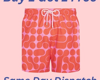 men quick dry swim shorts lava lamp in blue or red