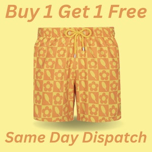 men quick dry swim shorts yellow grid ice lollie