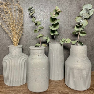 Vases made of concrete, concrete vases, flower vase made of concrete, vase dried flowers, decoration made of concrete