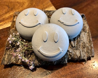 3er Set Smileys aus Beton, Emojis, Dekoration aus Beton, Betondekoration