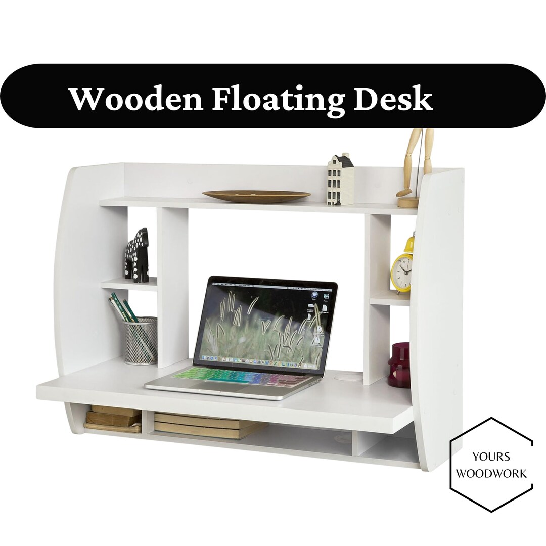 Handcraft Modern Wall-mounted Workstation Floating Desk With - Etsy