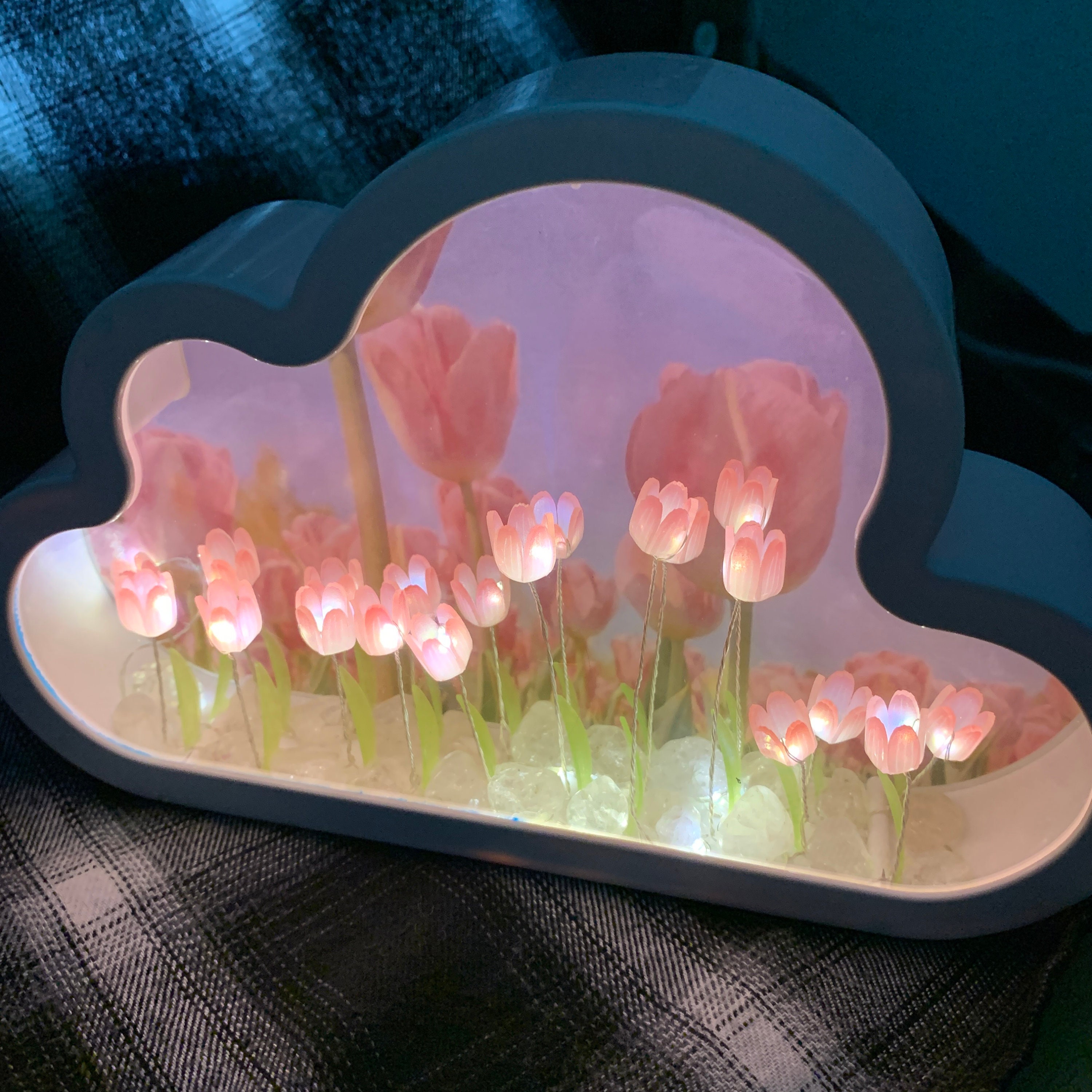 Miroir de nuage de mer de fleur de tulipe, veilleuse décorative de miroir,  lampe de chevet, miroir dinfini, cadeau pour elle, cadeaux de Noël -   France