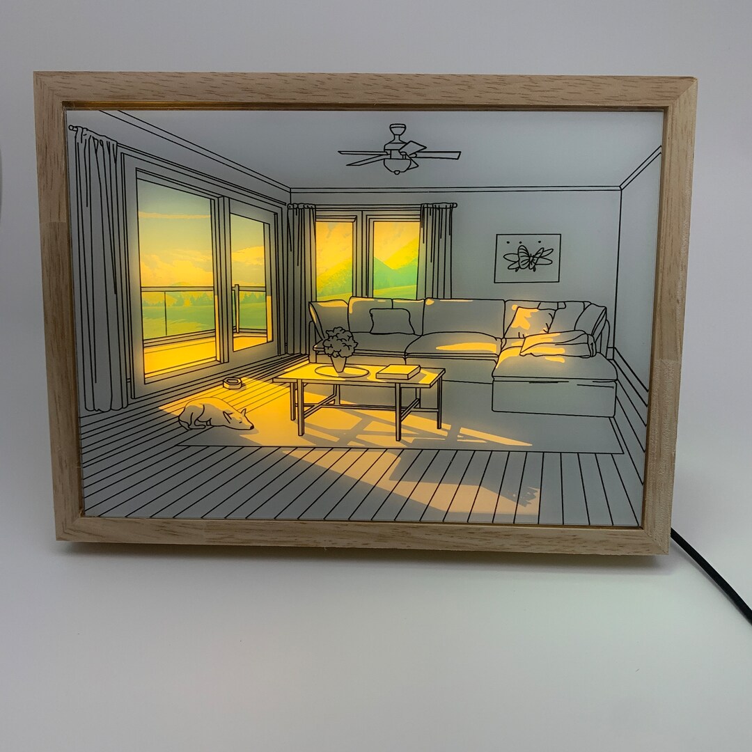 Photo Frame Night Light Sunshine Painting Glow Photo Frame Etsy