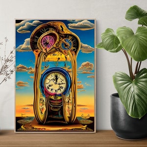 Trwałość pamięci Obraz ścienny Surrealizm Wystrój vintage Zestaw 31 zegarów inspirowanych Dali Cyfrowe pobieranie Żywa sztuka ścienna Wystrój