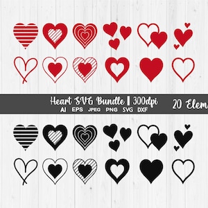 Heart SVG Bundle, Heart Svg, Hand Drawn Heart Svg, Doodle Heart Svg, Love Svg, Cut Files For Cricut, Silhouette, Hand Drawn Heart Svg Vector