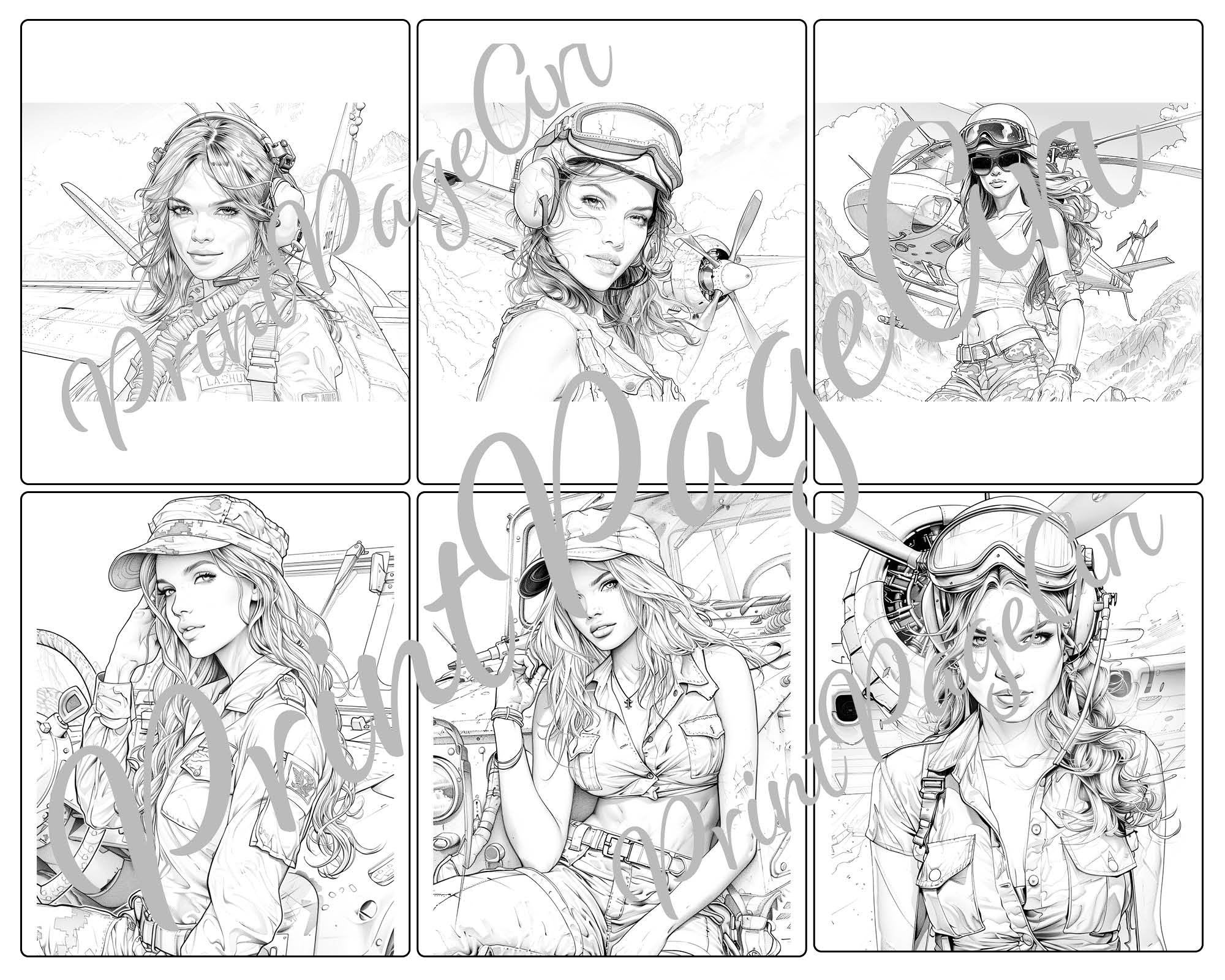 Soldiers Women, Queen of Mechanics. Military Printable Coloring Pages for  Teens \u0026 Adults - Etsy, image size:2000x1600