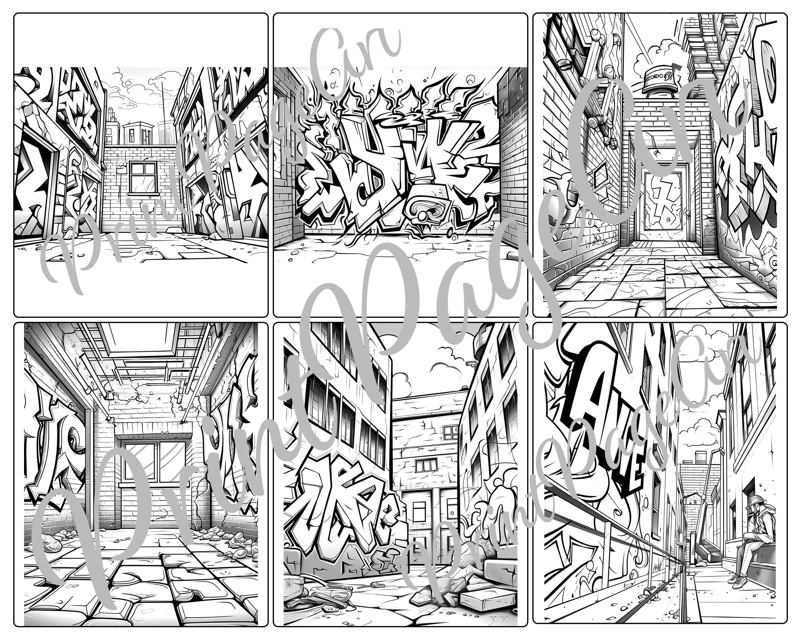 Graffiti Street Art Wall Art Coloring Book Adults - Etsy