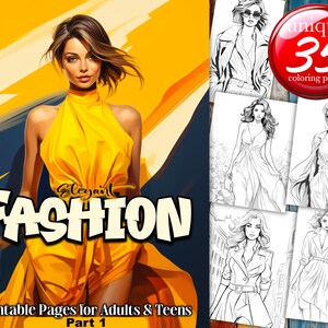 Elegant Fashion Ladies. Printable Pages  For Adults, Seniors, Teens.