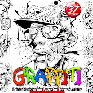 Graffiti - Street Art - Wall art - Printable Coloring Book - Adults Coloring - 37 Printable Page - Part 3