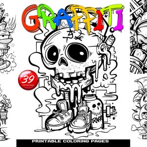 Graffiti - Street Art - Wall art - Printable Coloring Book - Adults Coloring - 39 Printable Pages