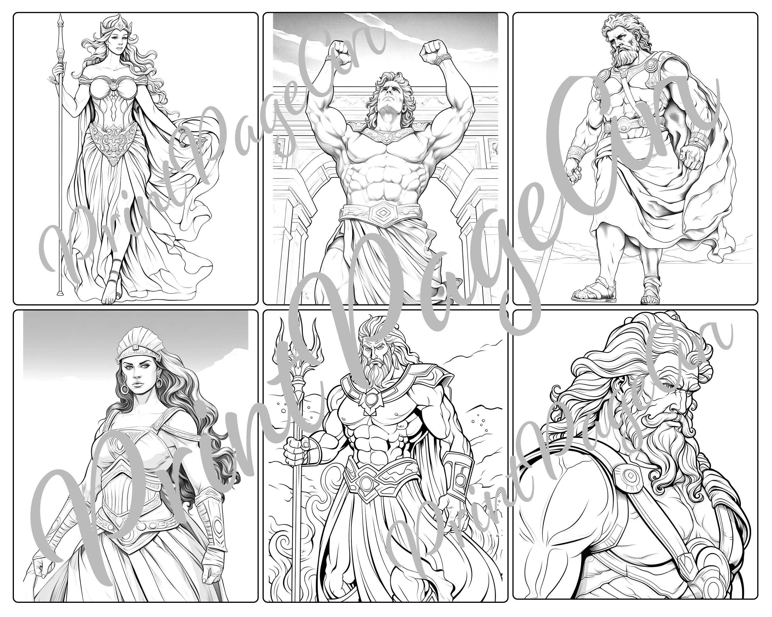 Greek Gods Coloring Book: 45 Printable Pages (adult Coloring) - Etsy