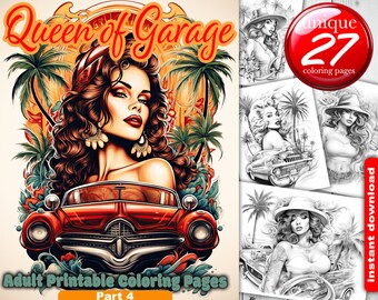 Queen of Garage Coloring Book: 27 Grayscale Pages (Digital Download)