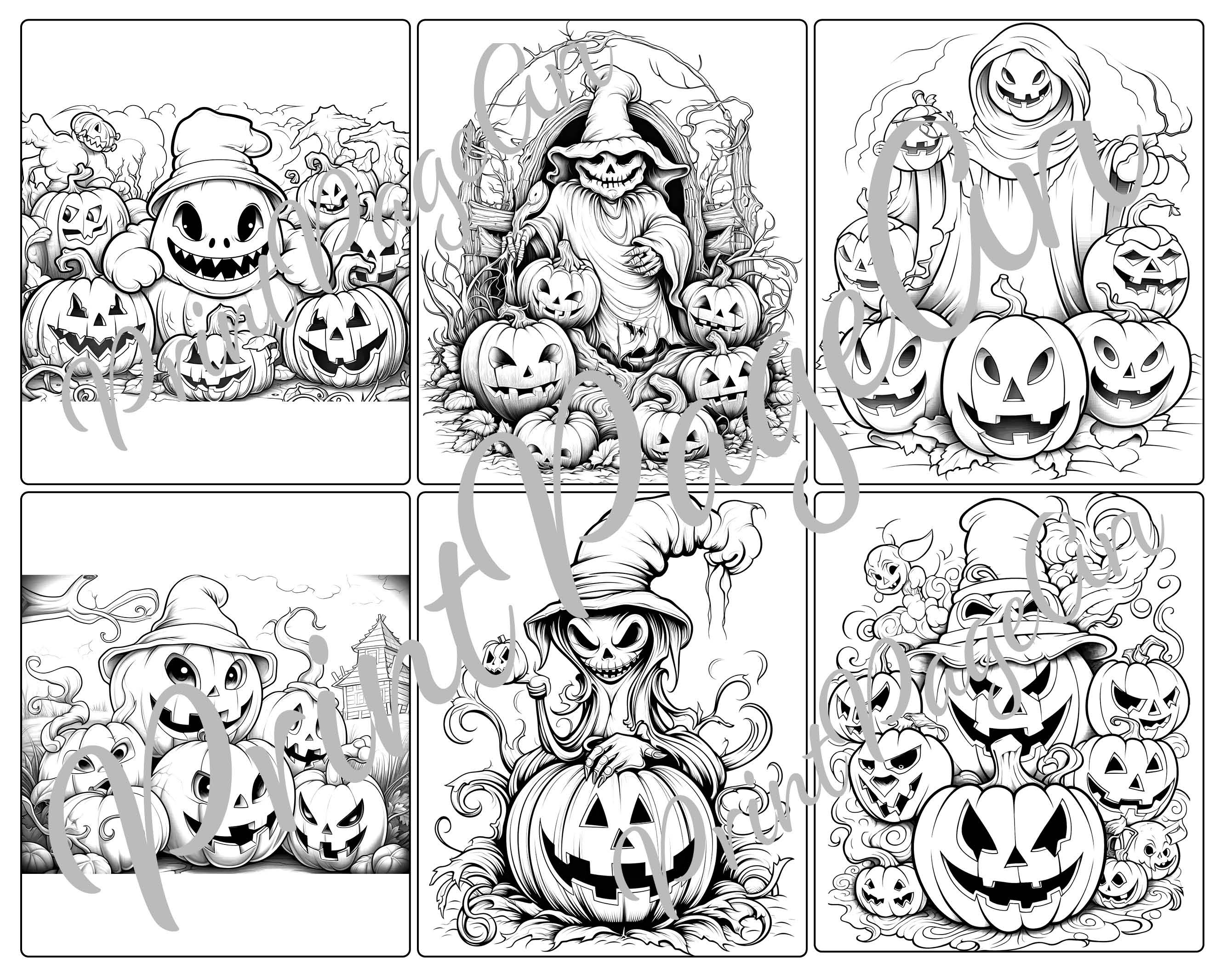 Halloween Pumpkins Family Coloring Pages Printable Adult - Etsy