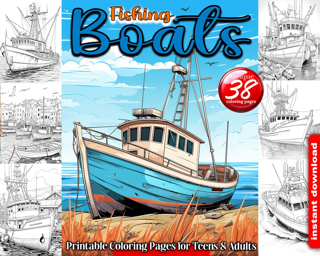 Fishing Boats Coloring Pages for Adults and Teens | 38 Unique Printable ...