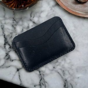 DIY Leather Black Cardholder KIT - Precut and Prepunched - Make your own card wallet - Leather Craft Kit