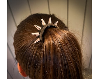 Hair Cuff with Spikes - Stud Hair clip - Unique Hair Accessory for Ponytails