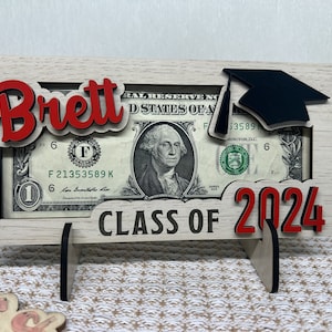 Personalized Graduation Money Holder, Class of 2024 Gift, Gift for Graduate Student, Gift for High School Senior, Graduation Gift,