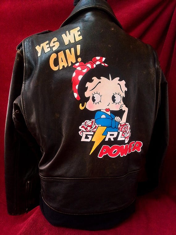 Vintage Motorcycle Jacket Hand Painted Betty Boop - Etsy
