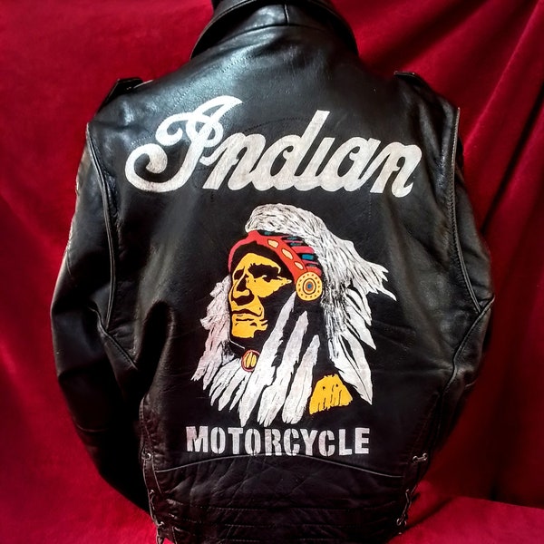 Vintage motorcycle jacket avirex hand painted