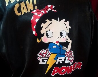 Vintage Motorcycle Jacket Hand Painted Betty Boop - Etsy