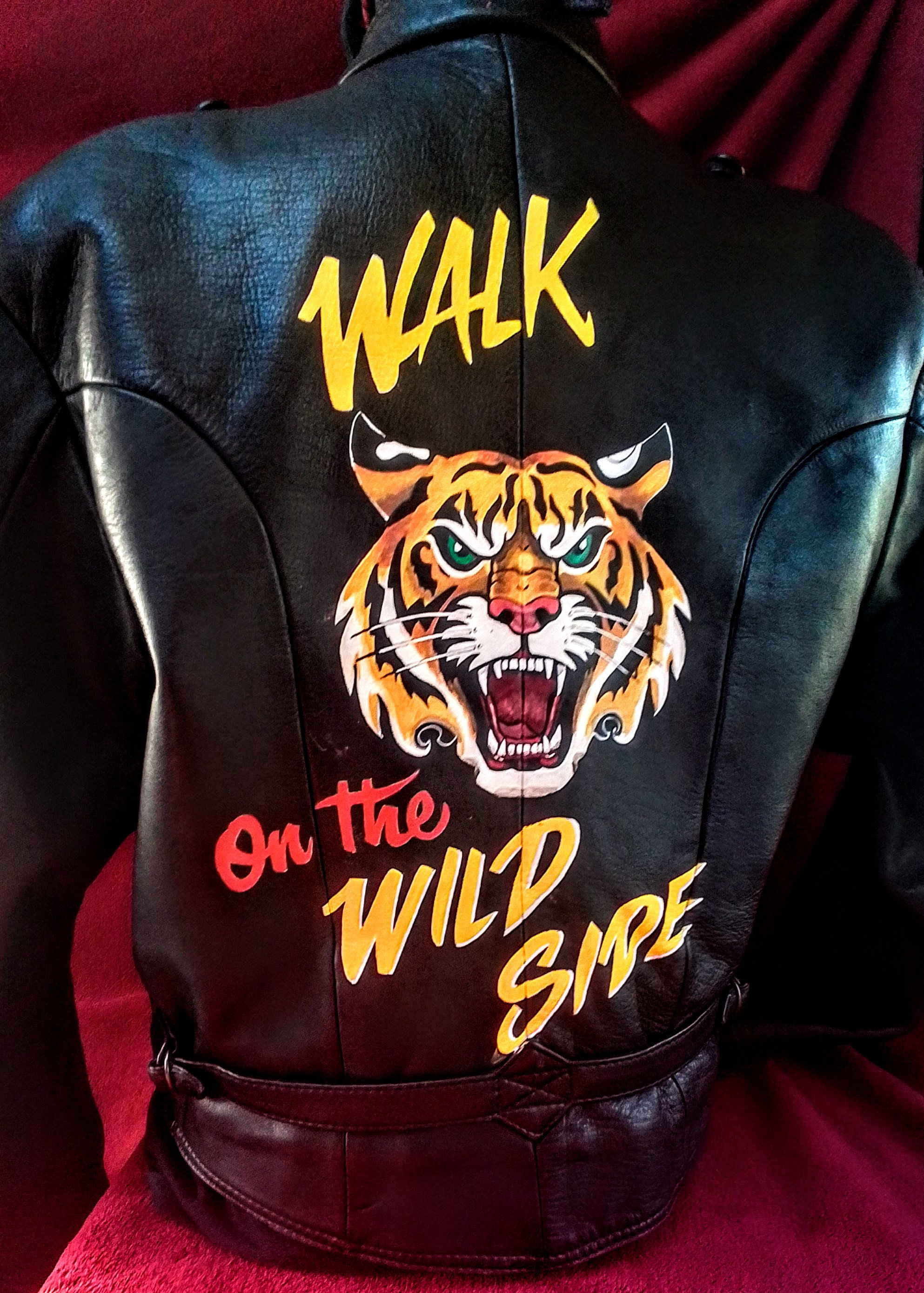 Leather jacket with tiger on the back online