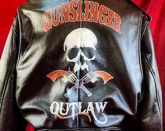 Vintage motorcycle jacket hand painted