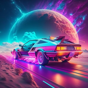 Delorean back to the future 2, Printable, Wall art painting/poster, Digital download ART