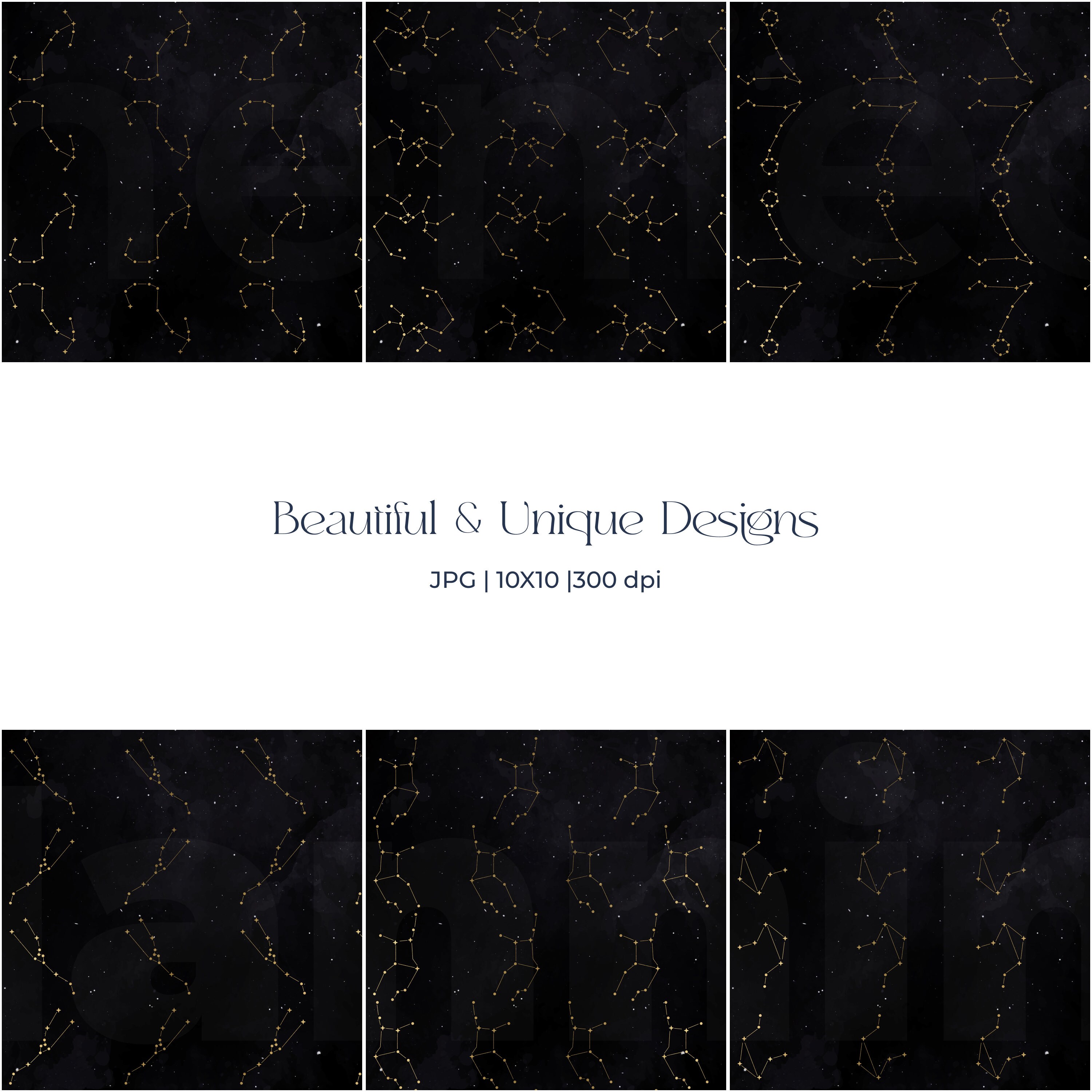 Zodiac Constellation Digital Paper Pack | Instant Download - Etsy